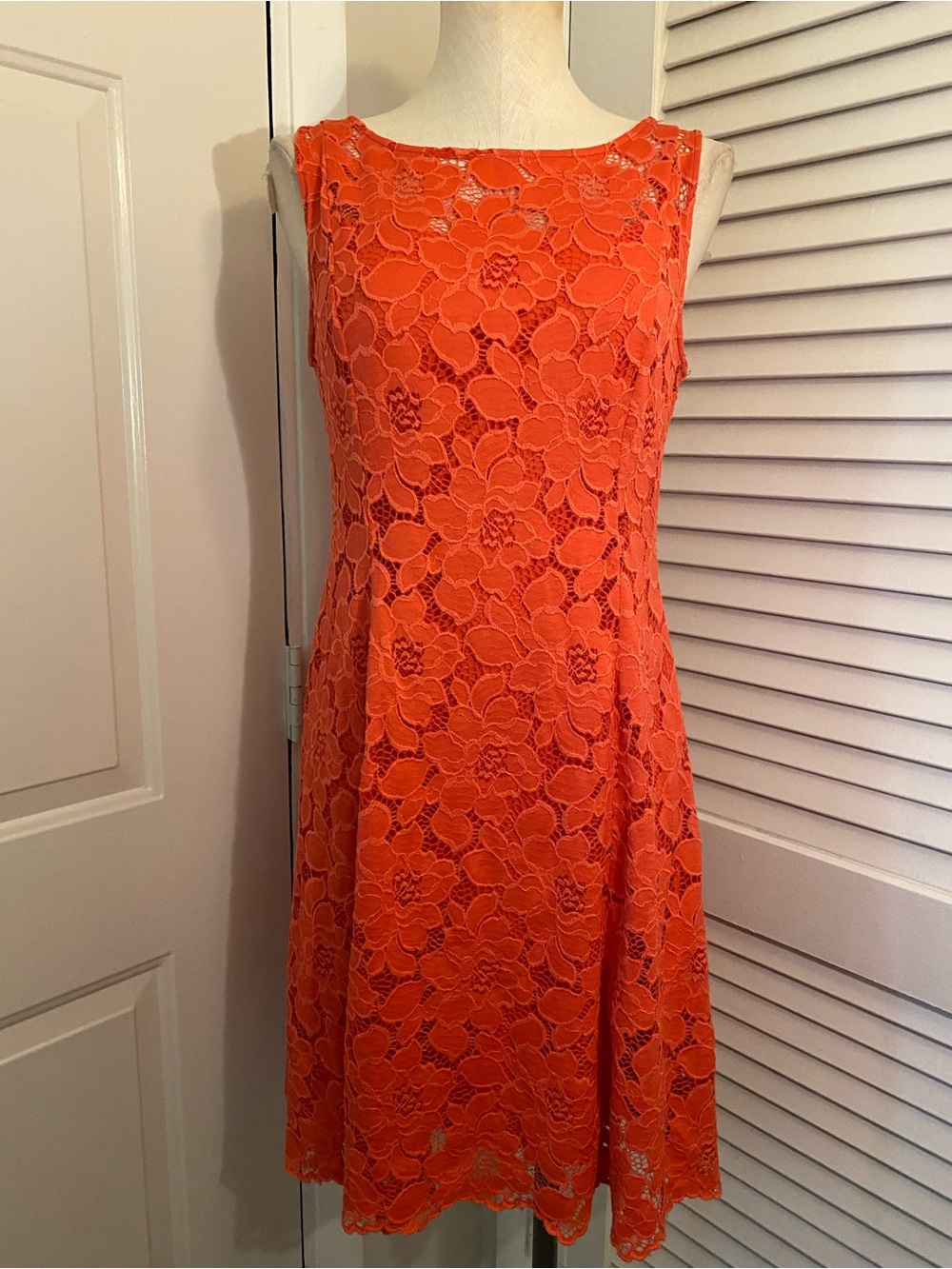 Liz Claiborne Coral Floral Lace A-Line Dress- Size 6